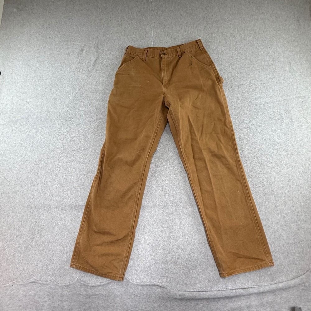 Carhartt Original Dungaree Fit Pants Mens 33x34 Brown B11-BRN Canvas Workwear